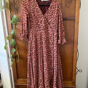 Madewell Floral Long Sleeve Dress